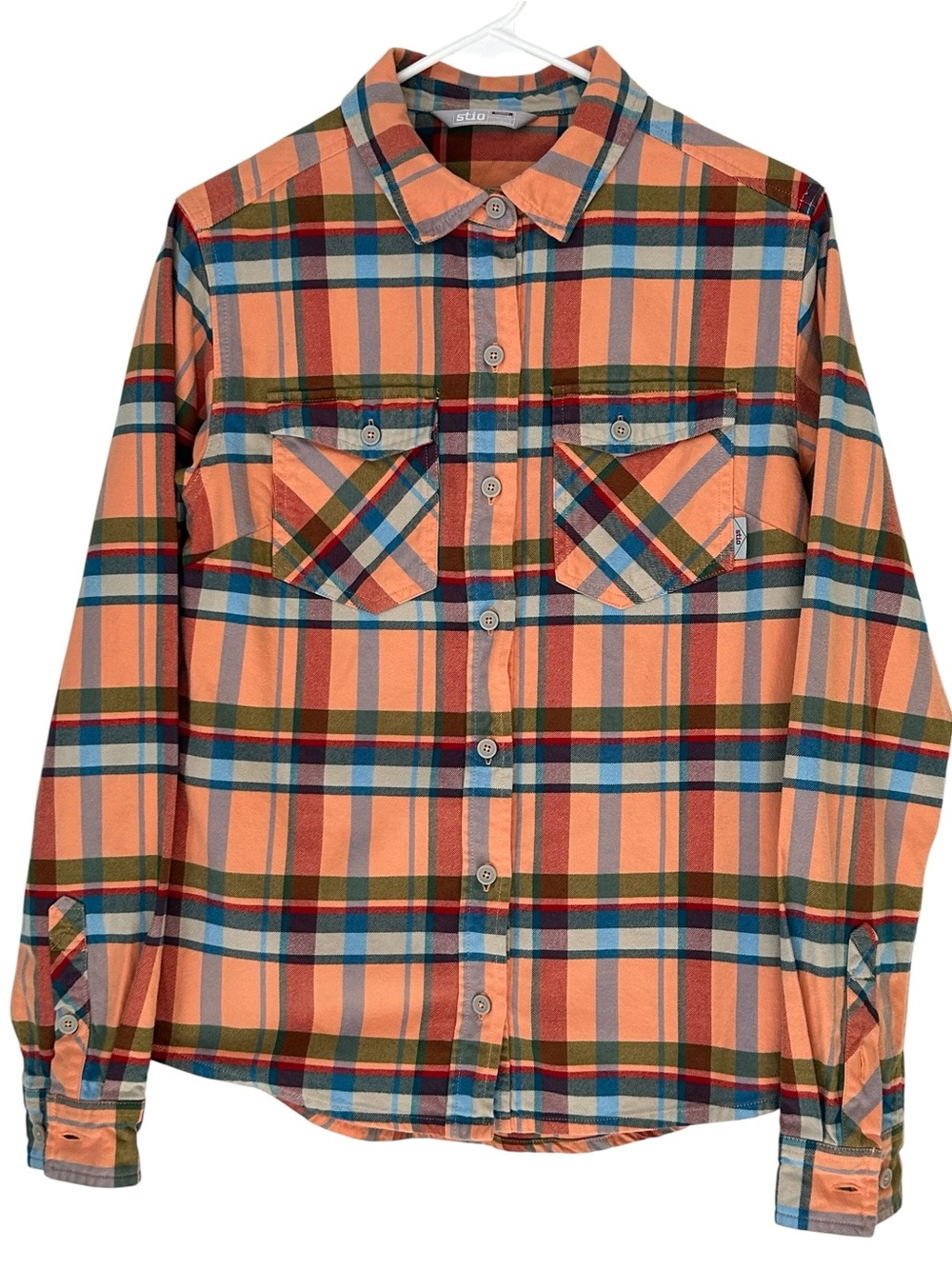 STIO Women’s Willow Midweight Plaid 100% Organic Cotton Flannel Shirt Sz M